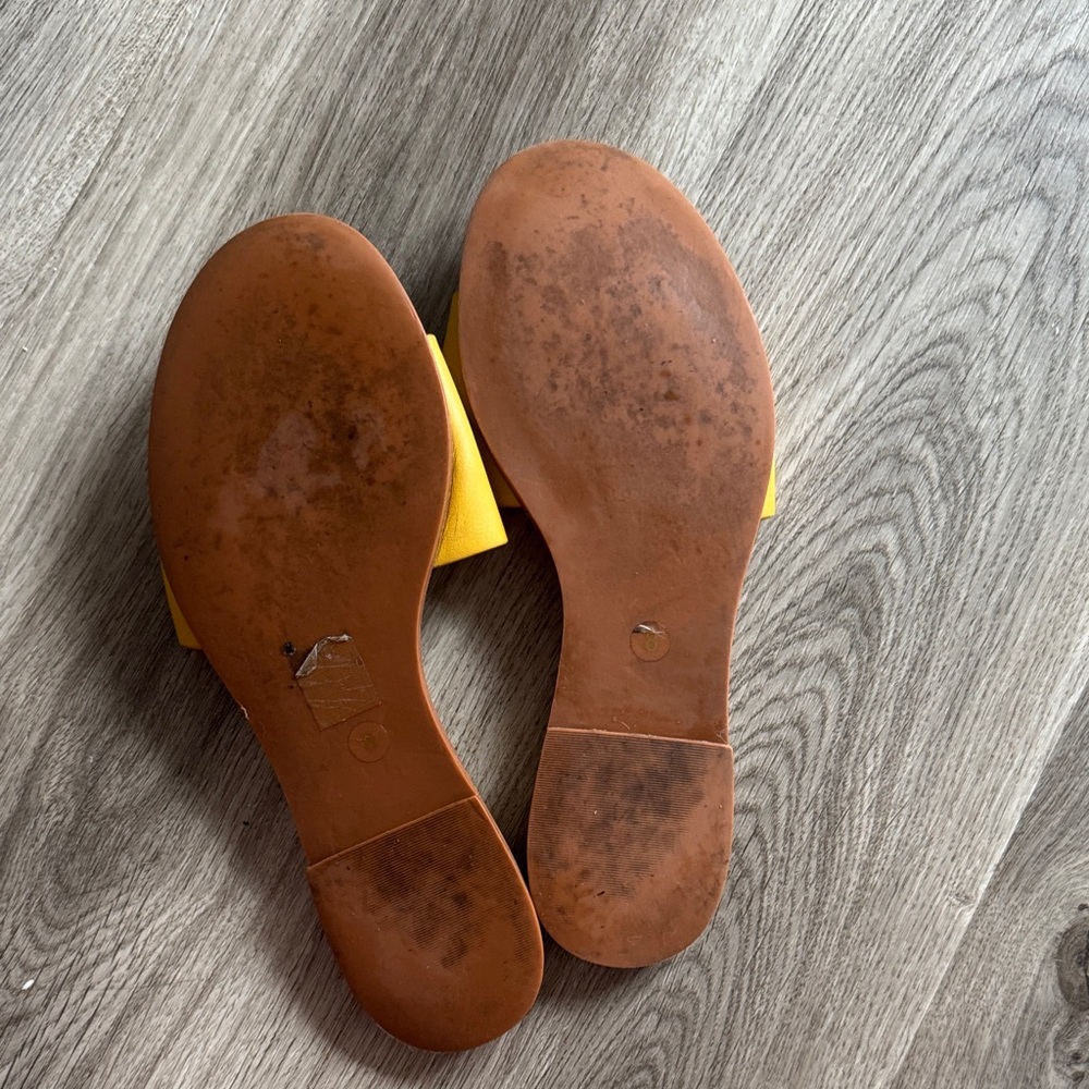 Tory Burch Mustard Yellow Slide Sandals - Picture 4 of 6